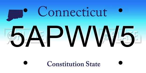 5APWW5 Connecticut License Plate