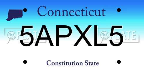 5APXL5 Connecticut License Plate