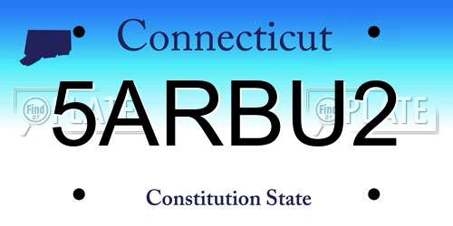 5ARBU2 Connecticut License Plate