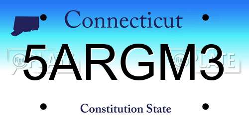 5ARGM3 Connecticut License Plate