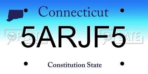 5ARJF5 Connecticut License Plate