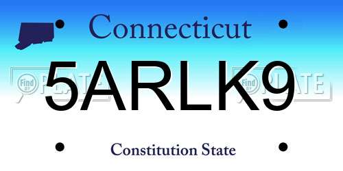 5ARLK9 Connecticut License Plate
