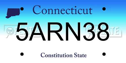 5ARN38 Connecticut License Plate
