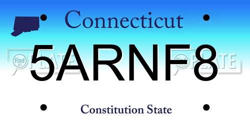 5ARNF8 Connecticut License Plate