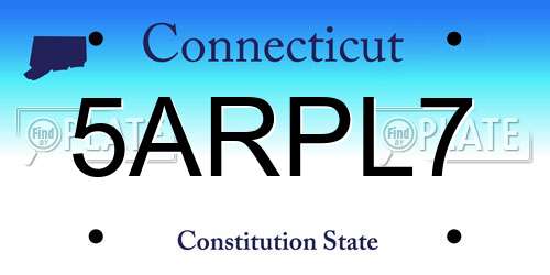 5ARPL7 Connecticut License Plate