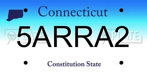 5ARRA2 Connecticut License Plate