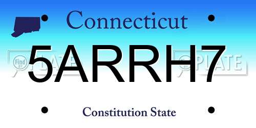5ARRH7 Connecticut License Plate