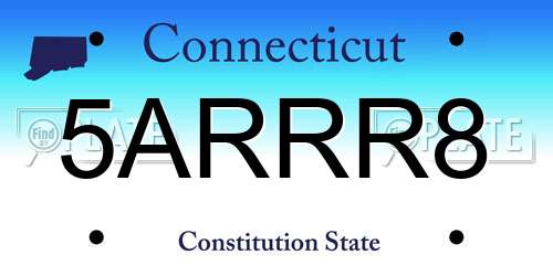 5ARRR8 Connecticut License Plate