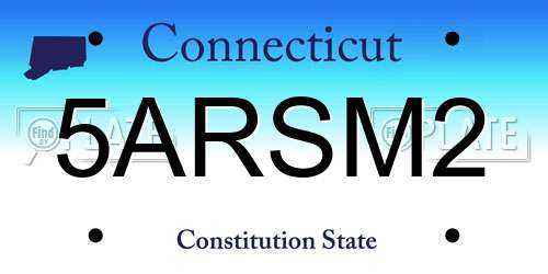 5ARSM2 Connecticut License Plate