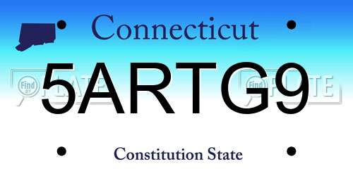 5ARTG9 Connecticut License Plate