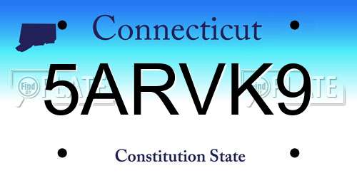 5ARVK9 Connecticut License Plate