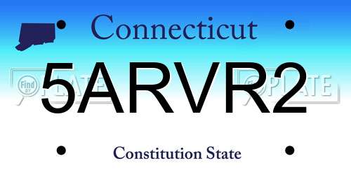 5ARVR2 Connecticut License Plate