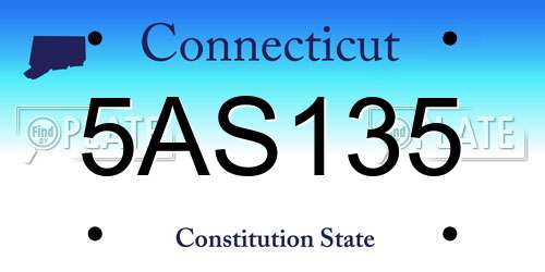 5AS135 Connecticut License Plate