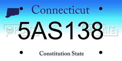 5AS138 Connecticut License Plate