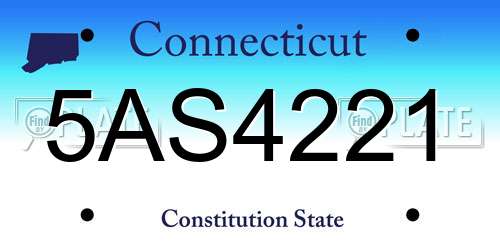 5AS4221 Connecticut License Plate
