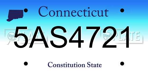 5AS4721 Connecticut License Plate