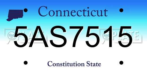 5AS7515 Connecticut License Plate