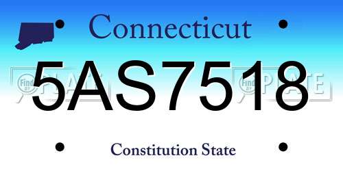 5AS7518 Connecticut License Plate