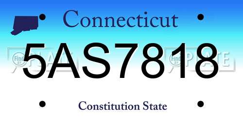 5AS7818 Connecticut License Plate