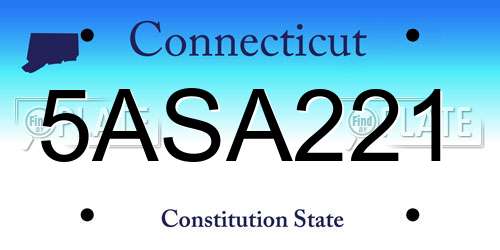 5ASA221 Connecticut License Plate
