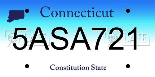 5ASA721 Connecticut License Plate