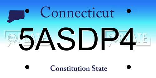 5ASDP4 Connecticut License Plate