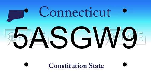 5ASGW9 Connecticut License Plate