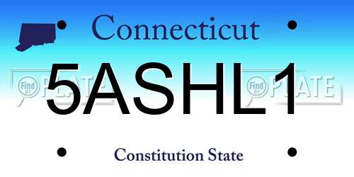 5ASHL1 Connecticut License Plate