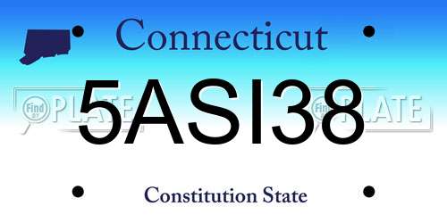 5ASI38 Connecticut License Plate