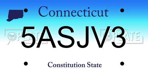 5ASJV3 Connecticut License Plate