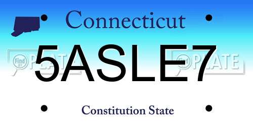 5ASLE7 Connecticut License Plate