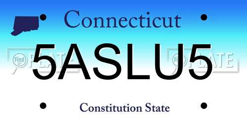 5ASLU5 Connecticut License Plate