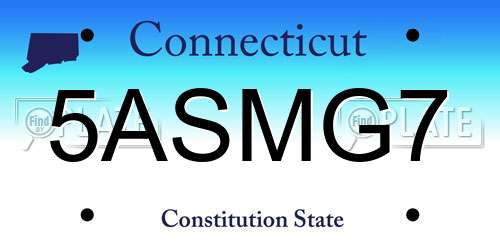 5ASMG7 Connecticut License Plate