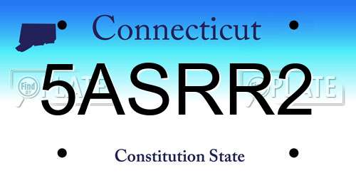 5ASRR2 Connecticut License Plate