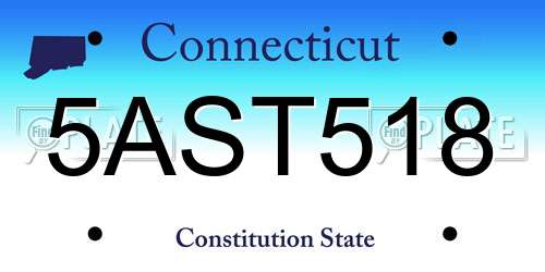 5AST518 Connecticut License Plate