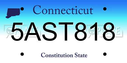 5AST818 Connecticut License Plate