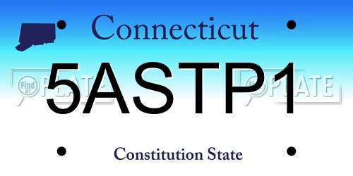 5ASTP1 Connecticut License Plate