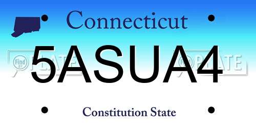 5ASUA4 Connecticut License Plate