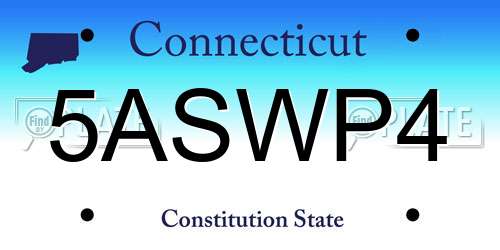 5ASWP4 Connecticut License Plate