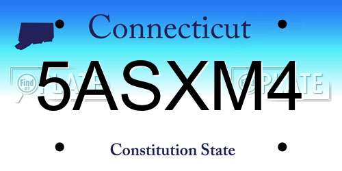 5ASXM4 Connecticut License Plate