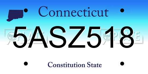 5ASZ518 Connecticut License Plate