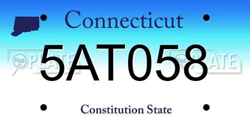 5AT058 Connecticut License Plate