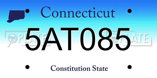 5AT085 Connecticut License Plate