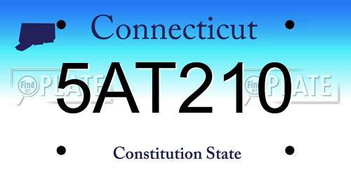 5AT210 Connecticut License Plate