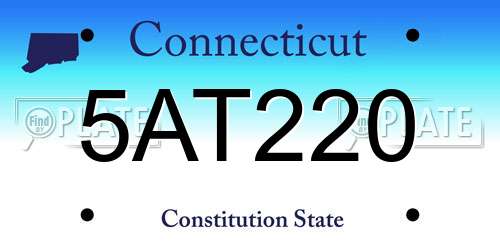 5AT220 Connecticut License Plate