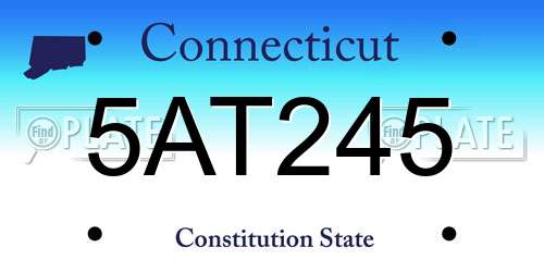 5AT245 Connecticut License Plate