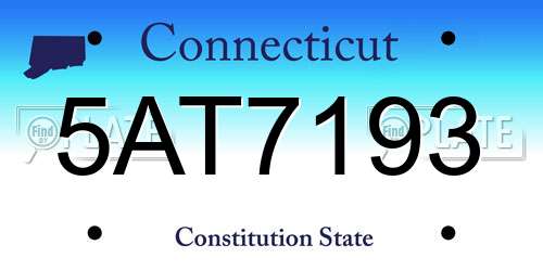 5AT7193 Connecticut License Plate