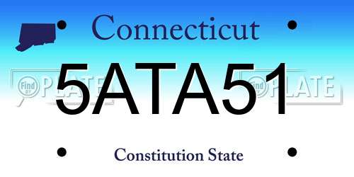5ATA51 Connecticut License Plate