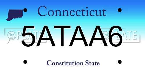 5ATAA6 Connecticut License Plate