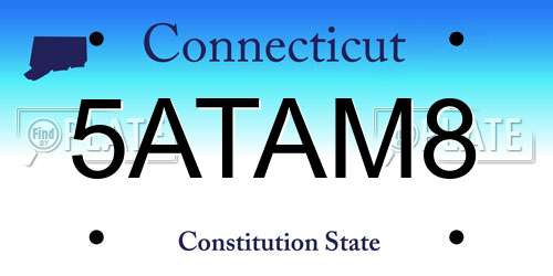 5ATAM8 Connecticut License Plate
